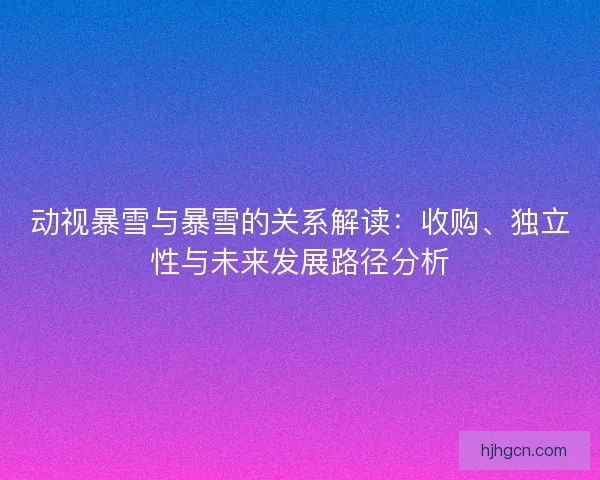 动视暴雪与暴雪的关系解读：收购、独立性与未来发展路径分析
