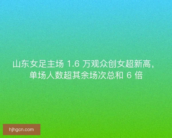 山东女足主场 1.6 万观众创女超新高，单场人数超其余场次总和 6 倍