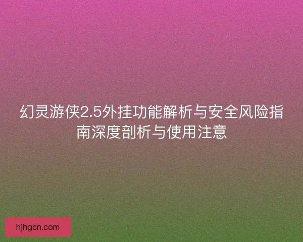 幻灵游侠2.5外挂功能解析与安全风险指南深度剖析与使用注意